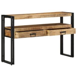 Berkfield Home End Tables Black 120x33x75 cm Solid Mango Wood & Metal in Brown - Size: 120 x 33 x 75 cm - thumbnail 1