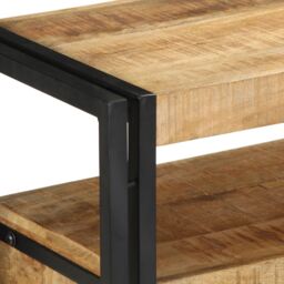 Berkfield Home End Tables Black 120x33x75 cm Solid Mango Wood & Metal in Brown - Size: 120 x 33 x 75 cm - thumbnail 8