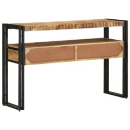 Berkfield Home End Tables Black 120x33x75 cm Solid Mango Wood & Metal in Brown - Size: 120 x 33 x 75 cm - thumbnail 7