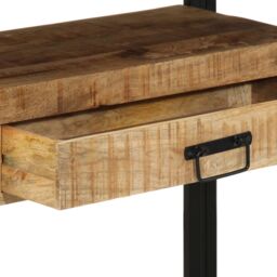Berkfield Home End Tables Black 120x33x75 cm Solid Mango Wood & Metal in Brown - Size: 120 x 33 x 75 cm - thumbnail 9