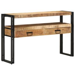 Berkfield Home End Tables Black 120x33x75 cm Solid Mango Wood & Metal in Brown - Size: 120 x 33 x 75 cm - thumbnail 3