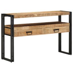 Berkfield Home End Tables Black 120x33x75 cm Solid Mango Wood & Metal in Brown - Size: 120 x 33 x 75 cm - thumbnail 4