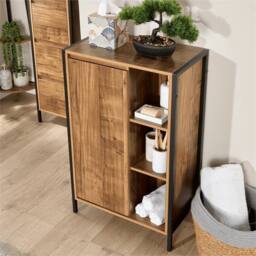 Nordara Floor Standing Bathroom Storage Cabinet Single Door in Brown - thumbnail 5