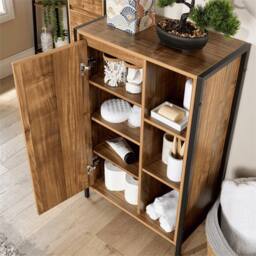 Nordara Floor Standing Bathroom Storage Cabinet Single Door in Brown - thumbnail 4