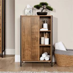 Nordara Floor Standing Bathroom Storage Cabinet Single Door in Brown - thumbnail 6
