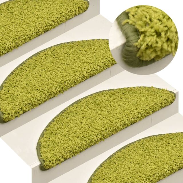 Berkfield Home Carpet Stair Treads 15 pcs Green 65x21x4 cm - Size: Medium - image 1