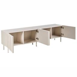 Wyld and Coco Cashmere 4-Door TV Stand - MDF Cabinet with Metal Legs in Beige - thumbnail 4