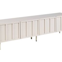 Wyld and Coco Cashmere 4-Door TV Stand - MDF Cabinet with Metal Legs in Beige - thumbnail 2