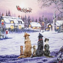 Samuel Alexander 40 x 30cm Battery Operated Light up Fibre Optic Dogs Watching Santa Christmas Wall Canvas - Size: 40 x 30 cm - thumbnail 5