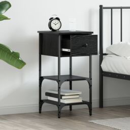 Berkfield Home Bedside Cabinets 2 pcs Black Oak 34x36x70 cm Engineered Wood in Brown - Size: 34 x 36 x 70 cm - thumbnail 4