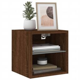 Berkfield Home TV Wall Cabinets with LED Lights 2 pcs Brown Oak 30x28.5x30 cm - thumbnail 6