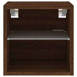 Berkfield Home TV Wall Cabinets with LED Lights 2 pcs Brown Oak 30x28.5x30 cm - thumbnail 9