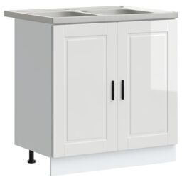 "Berkfield Home Sink Base Cabinet¬†""Porto"" with Sink High Gloss White 80x46x84, 5 cm¬†Engineered Wood" - thumbnail 2