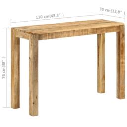 Berkfield Home Console Table 110x35x76 cm Rough Mango Wood in Brown - Size: 110 x 35 x 76 cm - thumbnail 7