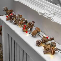 Globrite 1.5M Pre-Lit Christmas Garland w/ 20 Warm White LEDs - Battery-Powered - thumbnail 1