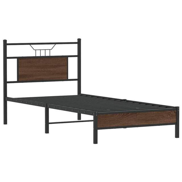 Berkfield Home Decorative Bed Frame without Mattress Brown Oak 90x190 cm Single - image 1