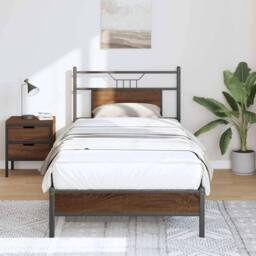 Berkfield Home Decorative Bed Frame without Mattress Brown Oak 90x190 cm Single - thumbnail 5
