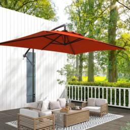 Kelvenix 3m Cantilever Overhanging Parasol in Orange - Size: 0.6m2 - thumbnail 2