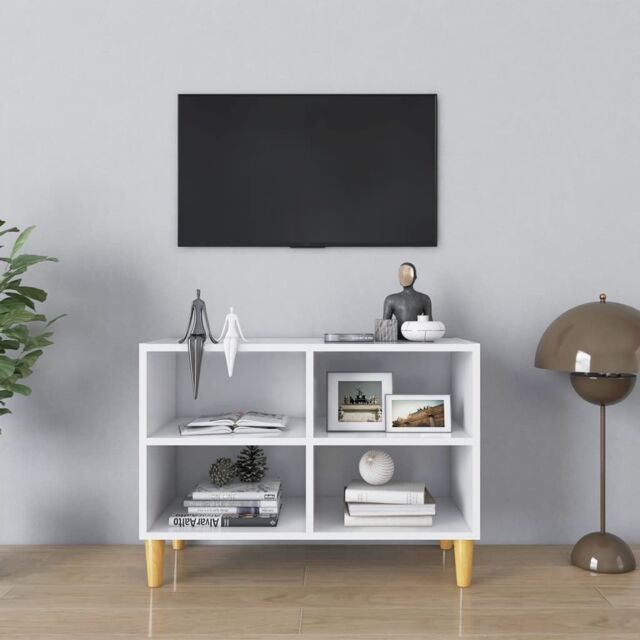 Berkfield Home TV Cabinet with Solid Wood Legs White 69.5x30x50 cm - image 1