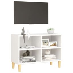 Berkfield Home TV Cabinet with Solid Wood Legs White 69.5x30x50 cm - thumbnail 3