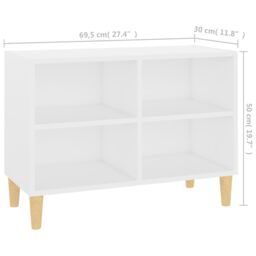 Berkfield Home TV Cabinet with Solid Wood Legs White 69.5x30x50 cm - thumbnail 6