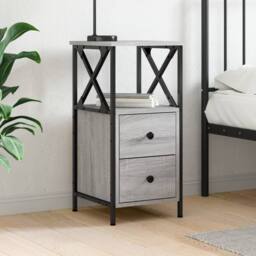 Berkfield Home Durable Bedside Cabinet Grey Sonoma 34x35.5x70 cm Engineered Wood - thumbnail 2