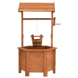 Berkfield Home Garden Wishing Well Planter 40x40x84 cm Firwood in Brown - Size: 40 x 40 x 84 cm - thumbnail 2