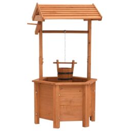 Berkfield Home Garden Wishing Well Planter 40x40x84 cm Firwood in Brown - Size: 40 x 40 x 84 cm - thumbnail 4