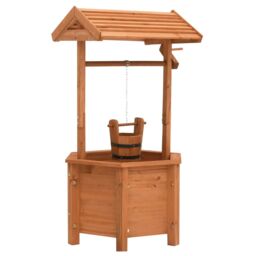 Berkfield Home Garden Wishing Well Planter 40x40x84 cm Firwood in Brown - Size: 40 x 40 x 84 cm - thumbnail 1