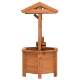 Berkfield Home Garden Wishing Well Planter 40x40x84 cm Firwood in Brown - Size: 40 x 40 x 84 cm - thumbnail 3