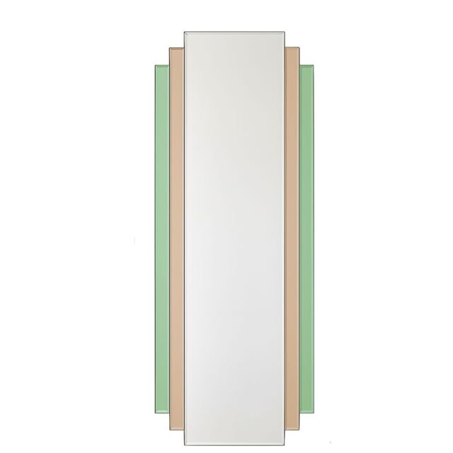 Melody Maison Large Frameless Pink & Green Glass Art Deco Wall Mirror 52cm X 142cm - Size: 52 cm X 142 cm - image 1