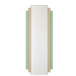 Melody Maison Large Frameless Pink & Green Glass Art Deco Wall Mirror 52cm X 142cm - Size: 52 cm X 142 cm
