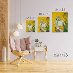 "Artery8 Madame Roulin & Her Baby Van Gogh Vintage Canvas Wall Art in Yellow - Size: W18"" x H24""" - thumbnail 4