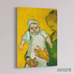 "Artery8 Madame Roulin & Her Baby Van Gogh Vintage Canvas Wall Art in Yellow - Size: W18"" x H24""" - thumbnail 2