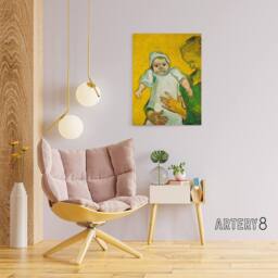"Artery8 Madame Roulin & Her Baby Van Gogh Vintage Canvas Wall Art in Yellow - Size: W18"" x H24""" - thumbnail 3
