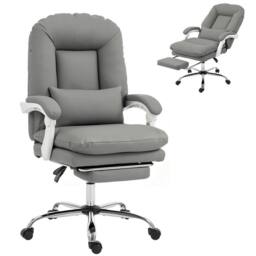 HOMCOM Reclining Office Chair, Desk Chair with Lumbar Support, Grey - thumbnail 2