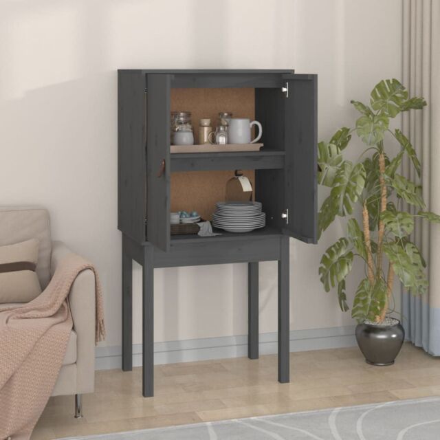 Berkfield Home Highboard Grey 60x40x120 cm Solid Wood Pine - Size: 60 x 40 x 120 cm - image 1