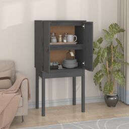 Berkfield Home Highboard Grey 60x40x120 cm Solid Wood Pine - Size: 60 x 40 x 120 cm