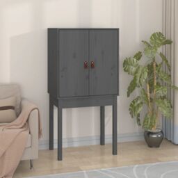 Berkfield Home Highboard Grey 60x40x120 cm Solid Wood Pine - Size: 60 x 40 x 120 cm - thumbnail 3