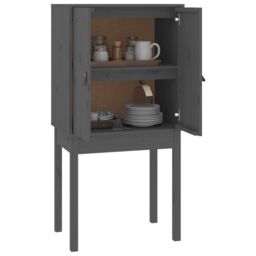 Berkfield Home Highboard Grey 60x40x120 cm Solid Wood Pine - Size: 60 x 40 x 120 cm - thumbnail 4
