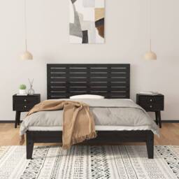 Berkfield Home Wall Headboard Black 126x3x63 cm Solid Wood Pine - Size: 126 x 3 x 63 cm - thumbnail 1