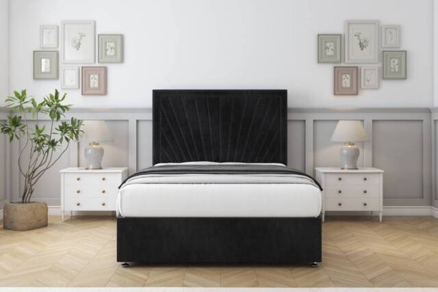 "Sloomy Somerset Naples Divan Set 4 Drawers-26"" Headboard in Black - Size: Super King" - image 1