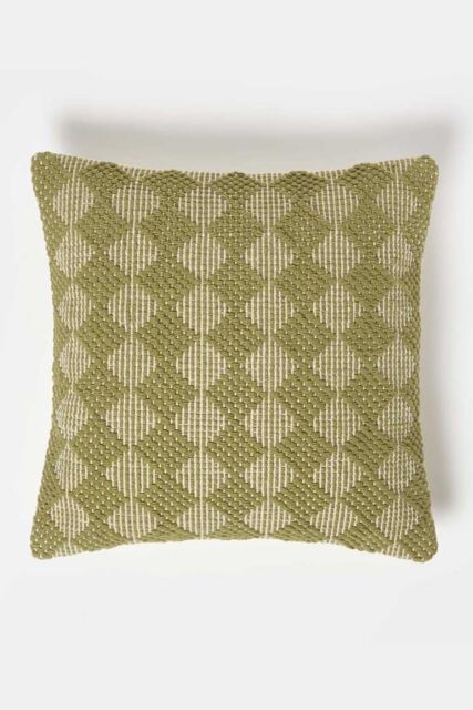 Homescapes Lima Handwoven Textured Green Cushion - Size: 45 cm x 45 cm - image 1