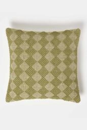 Homescapes Lima Handwoven Textured Green Cushion - Size: 45 cm x 45 cm - thumbnail 1