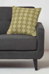 Homescapes Lima Handwoven Textured Green Cushion - Size: 45 cm x 45 cm - thumbnail 2