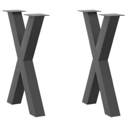 Berkfield Home Dining Table Legs X-Shaped 2 pcs Anthracite 60x(72-73) cm Steel in Black - thumbnail 1