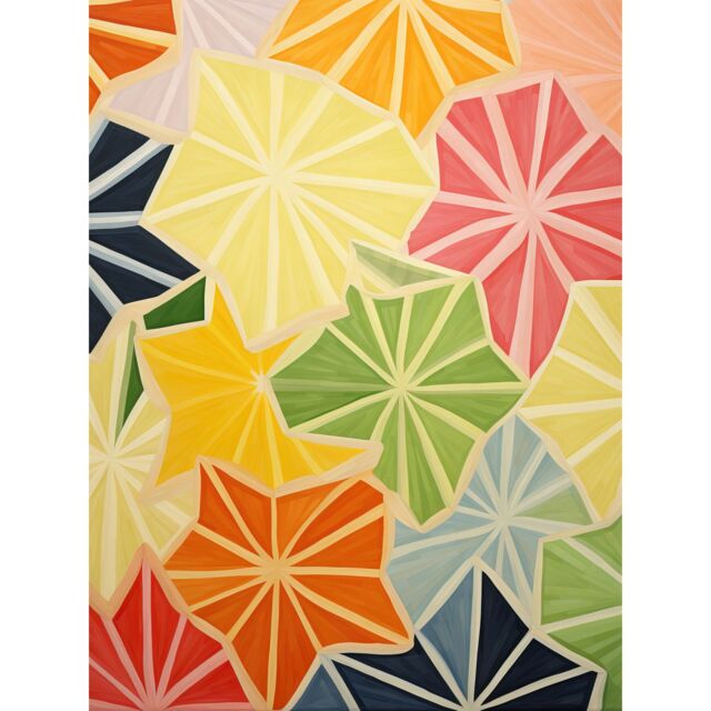 "Artery8 Wall Art Print Colourful Slices of Star Fruit Bright Watercolour Painting Abstract Carambola Kitchen Artwork Poster - Size: W18"" x H24""" - image 1