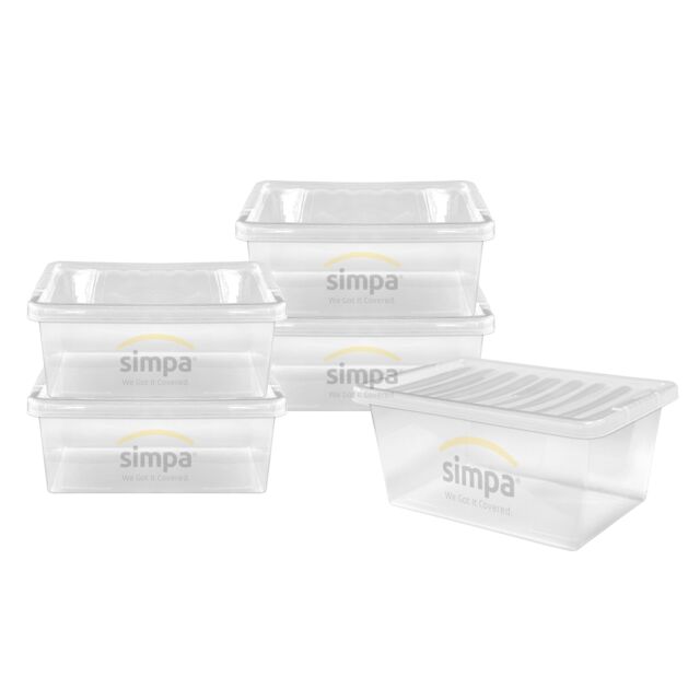 simpa 45L Stackable Plastic Storage Boxes - Set of 5 in Clear - image 1