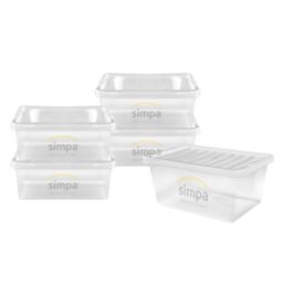 simpa 45L Stackable Plastic Storage Boxes - Set of 5 in Clear - thumbnail 1