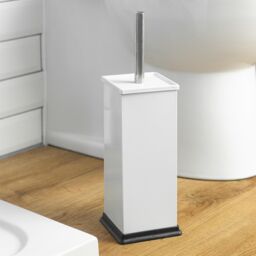 Harbour Housewares 3L Square Bathroom Bin & Brush Set - Slim Stainless Steel Bathroom Set in White - thumbnail 8